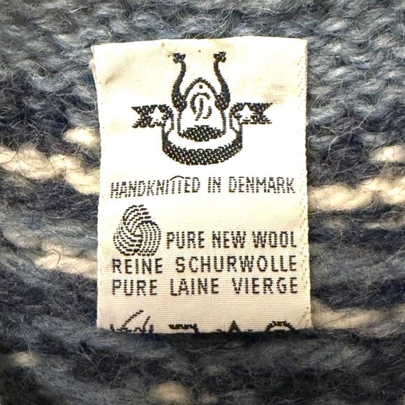 Vintage Danish Handknit Wool Nordic Cardigan 70s Fair Isle William Schmidt Style - Picture 4 of 12